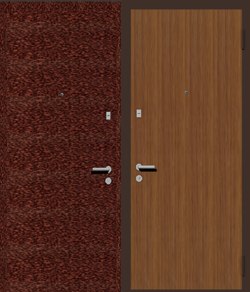 Дверь металлическая входная с отделкой порошковое напыление медный антик и ламинат орех светлый
