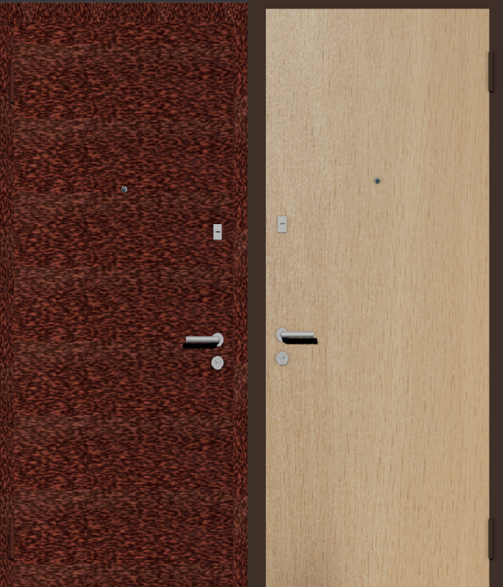 Дверь металлическая входная с отделкой порошковое напыление медный антик и ламинат бук