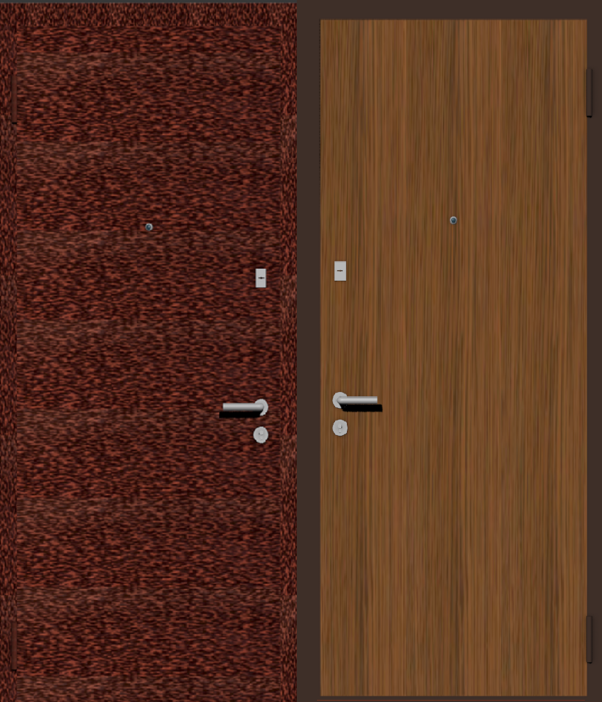 Дверь металлическая входная с отделкой порошковое напыление медный антик и ламинат дуб русткаль