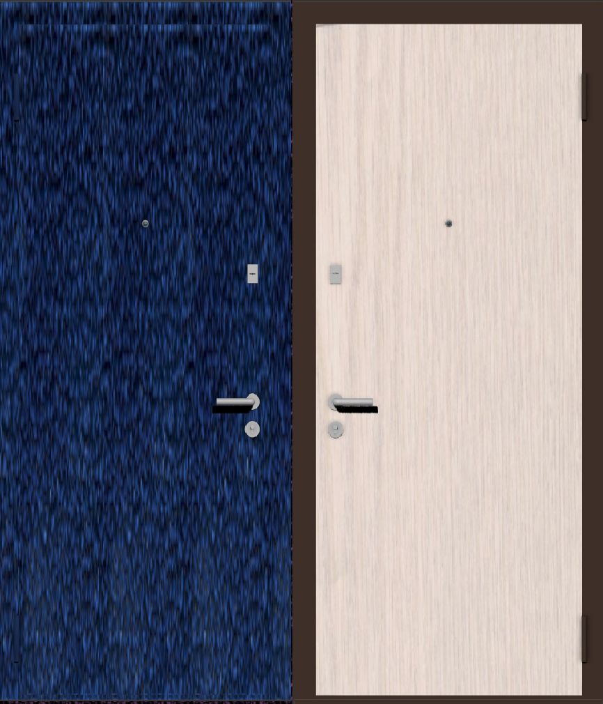 Дверь металлическая входная с отделкой порошковое напыление синий антик и ламинат беленый дуб