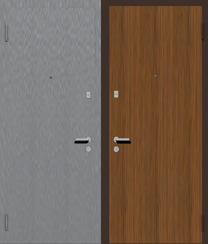 Дешевая входная дверь с отделкой порошковой краской РАЛ серый и ламинат дуб