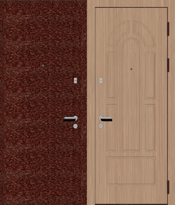 Металлическая входная дверь с отделкой порошковое напыление с эффектом антик и МДФ ПВХ с класическим рисунком фрезеровки A10