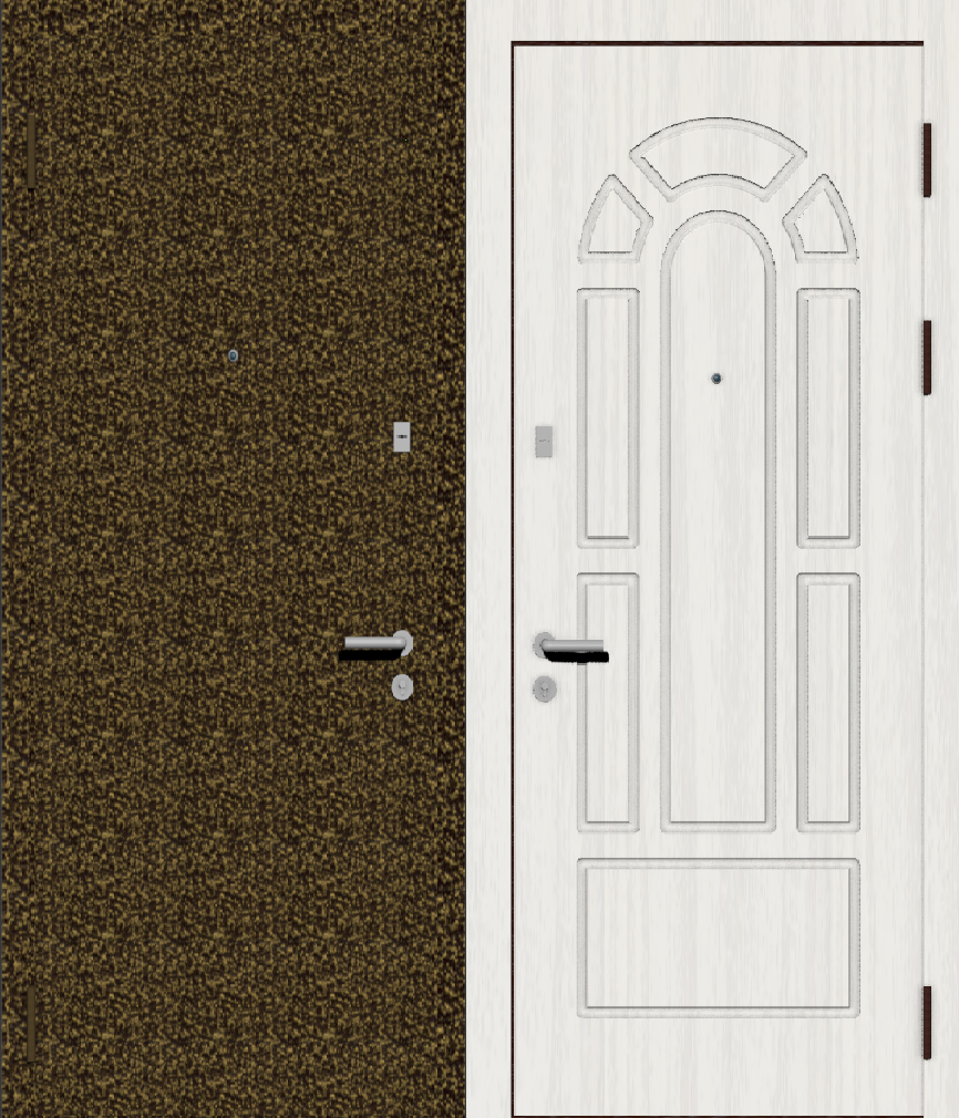 Дверь металлическая входная с отделкой порошковое покрытие антик бронза и МДФ ПВХ с фрезеровкой A11, ясень белый