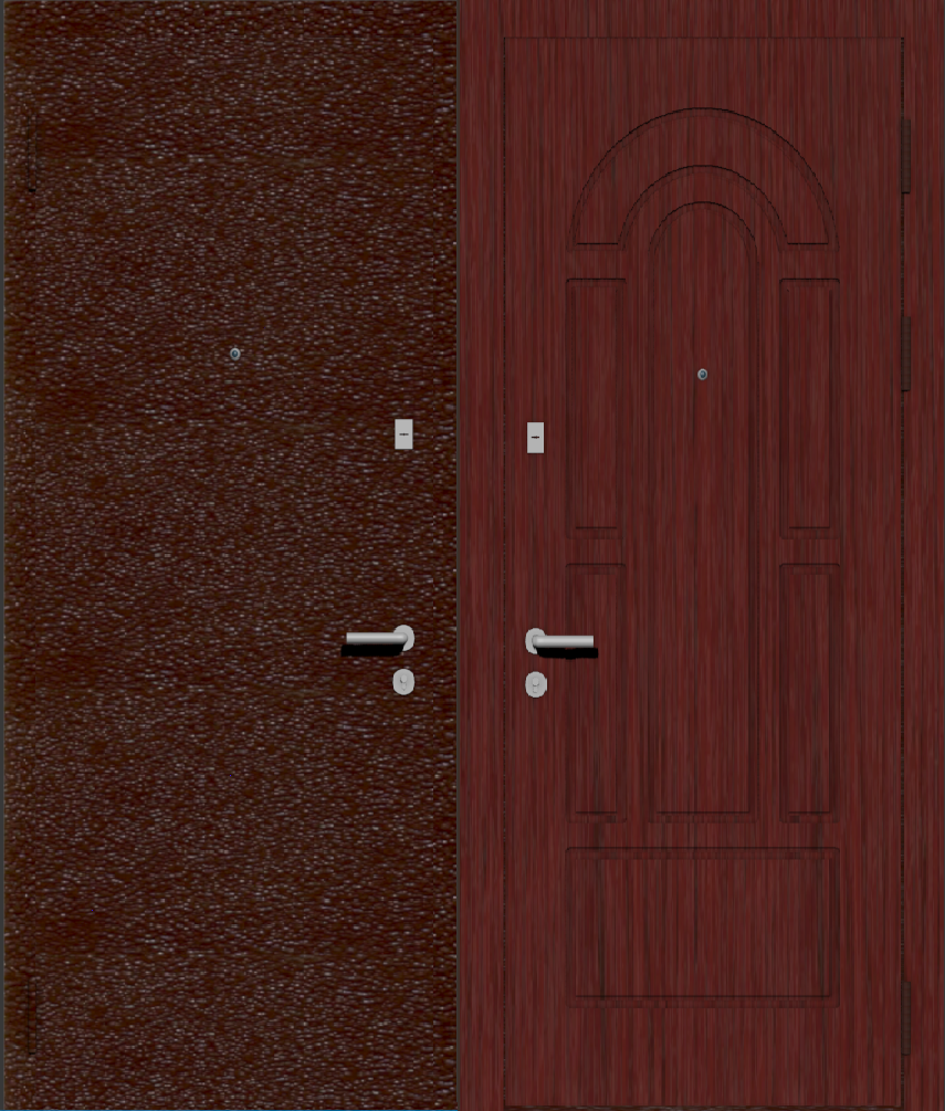 Дверь металлическая входная с отделкой порошковое напыление РАЛ 8017 (коричневый) и МДФ ПВХ с фрезеровкой A9, махагон