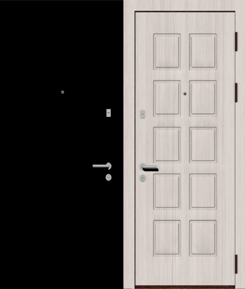 Входная металлическая дверь с отделкой порошковое напыление и МДФ ПВХ с фрезеровкой В10