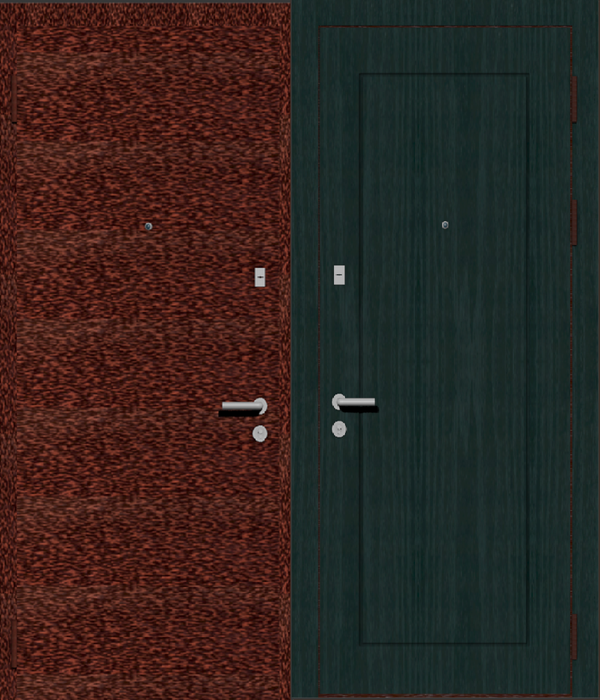 Дверь металлическая входная с отделкой порошковое напыление медный антик и МДФ ПВХ с фрезеровкой B-11, ясень черный