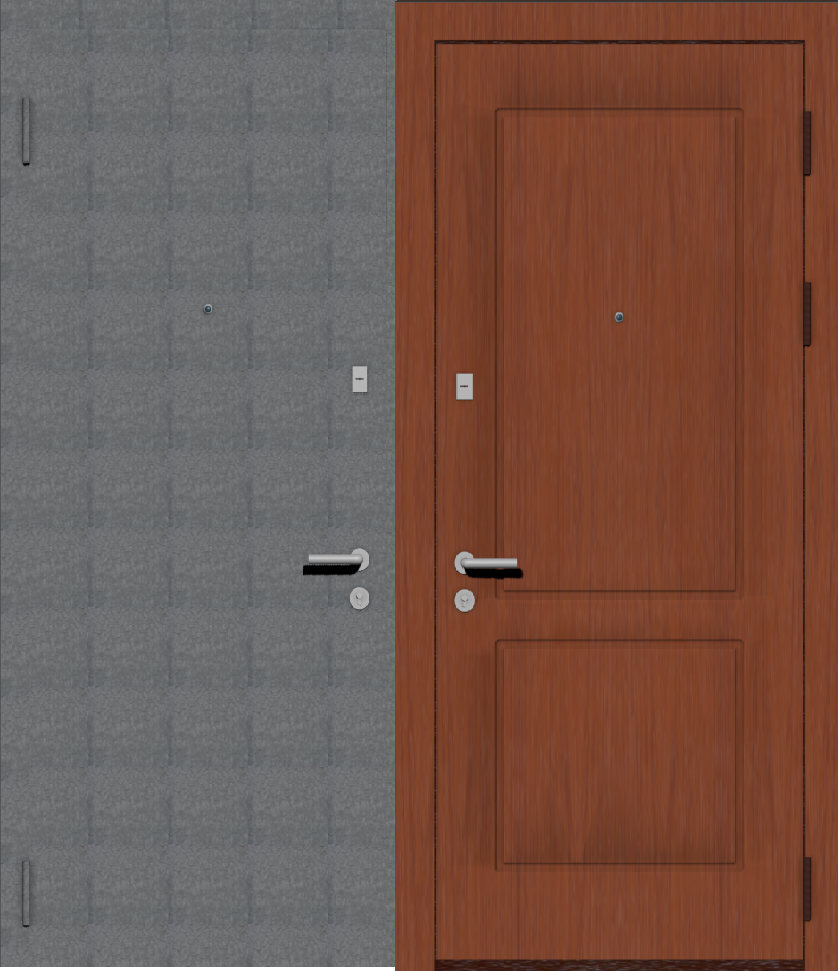 Входная металлическая дверь с отделкой порошковое напыление и МДФ ПВХ с фрезеровкой В12