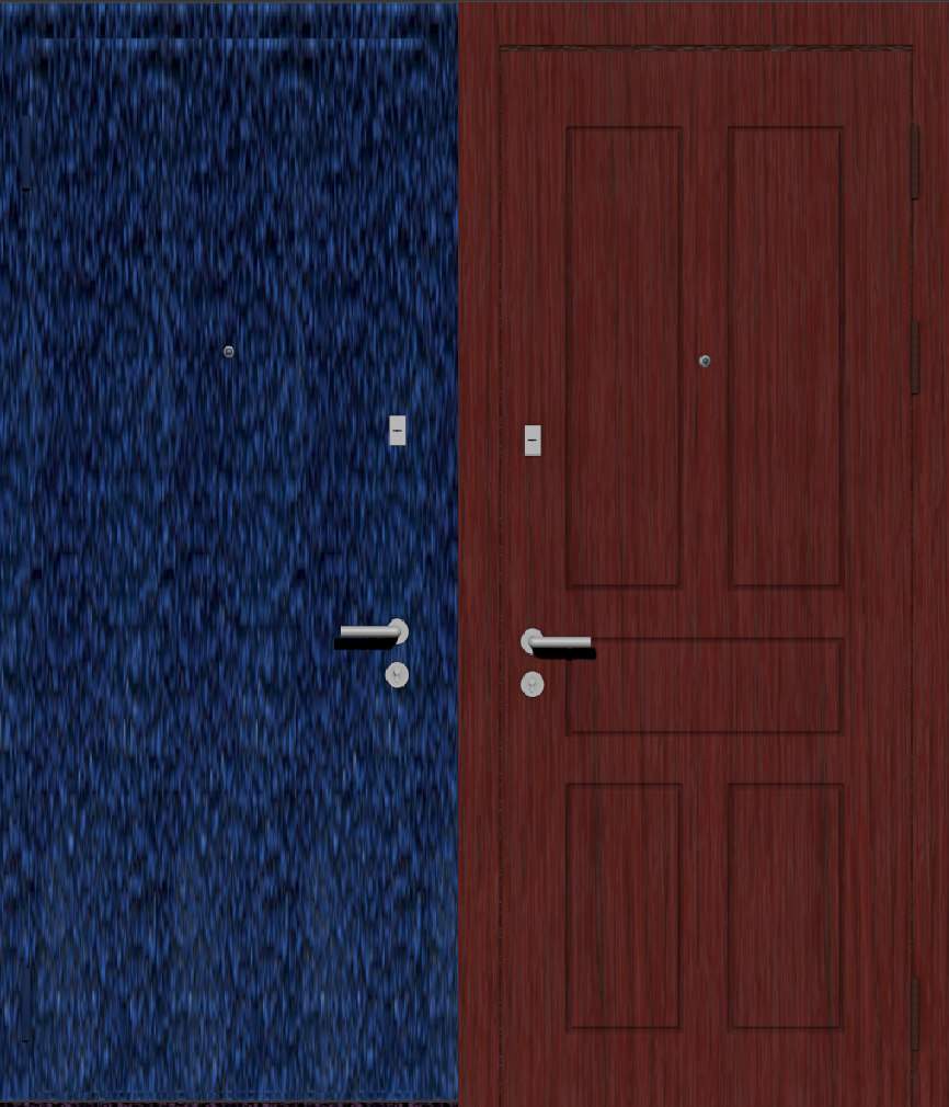 Дверь металлическая входная с отделкой порошковое напыление синий антик и МДФ ПВХ с фрезеровкой B-15, махагон