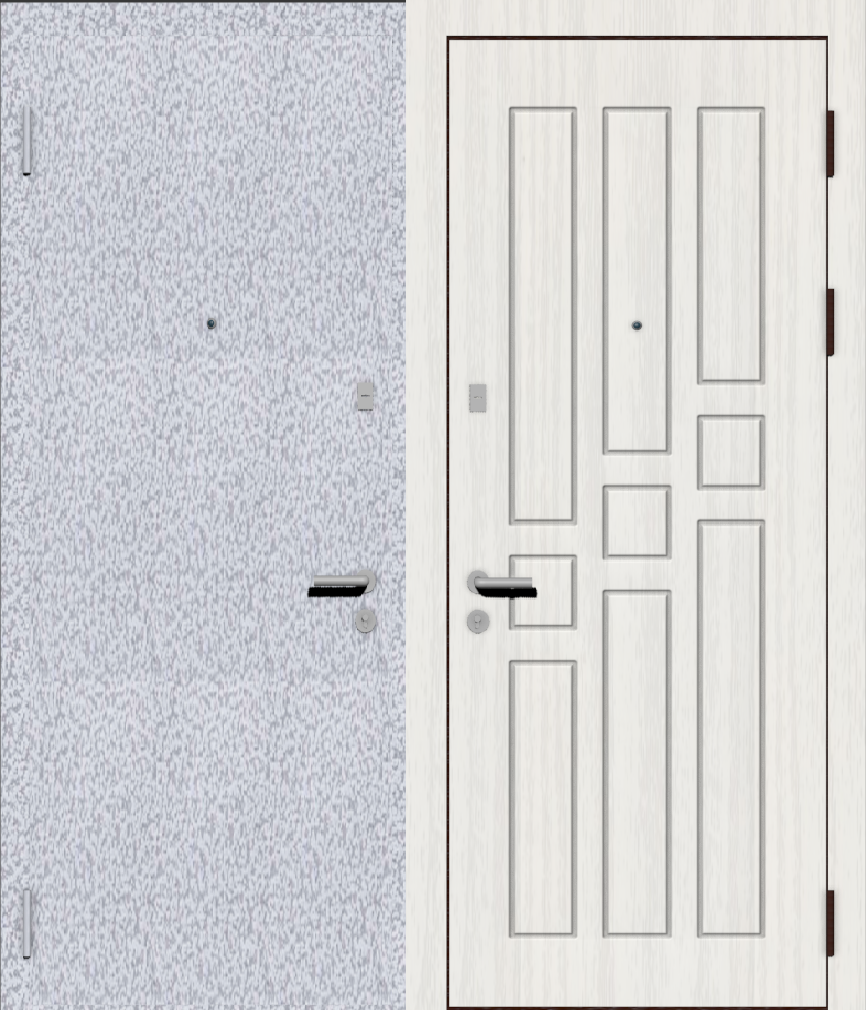Металлическая входная дверь с отделкой порошковое напыление с эффектом антик и МДФ ПВХ с класическим рисунком фрезеровки C2