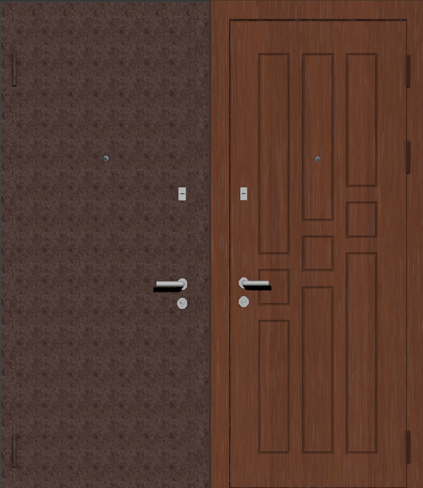 Дверь металлическая входная с отделкой порошковое напыление крокодил (ящерица) коричневый и МДФ ПВХ с фрезеровкой C-2, орех итальянский