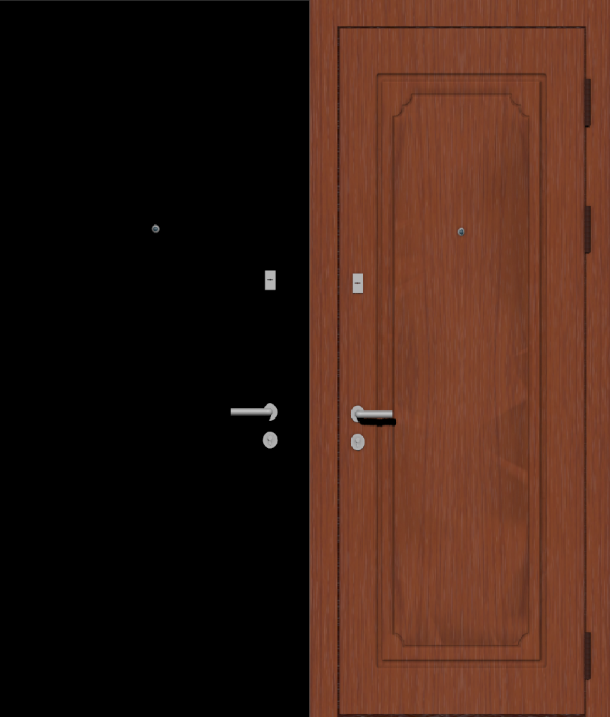 Дверь металлическая входная с отделкой порошковое напыление РАЛ черный и МДФ ПВХ с фрезеровкой D4, вишня