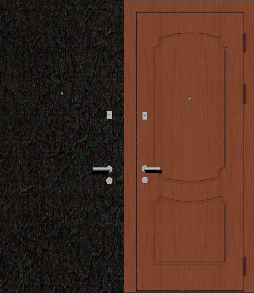 Дверь металлическая входная с отделкой порошковое напыление черный крокодил и МДФ ПВХ с фрезеровкой E, вишня 