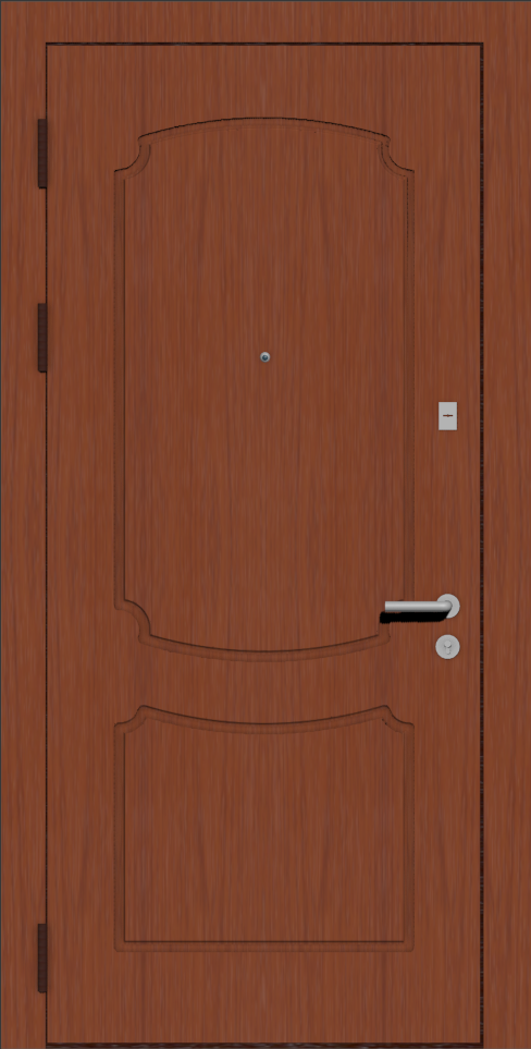 Дверь входная с отделкой мдф вишня с фрезеровкой E1