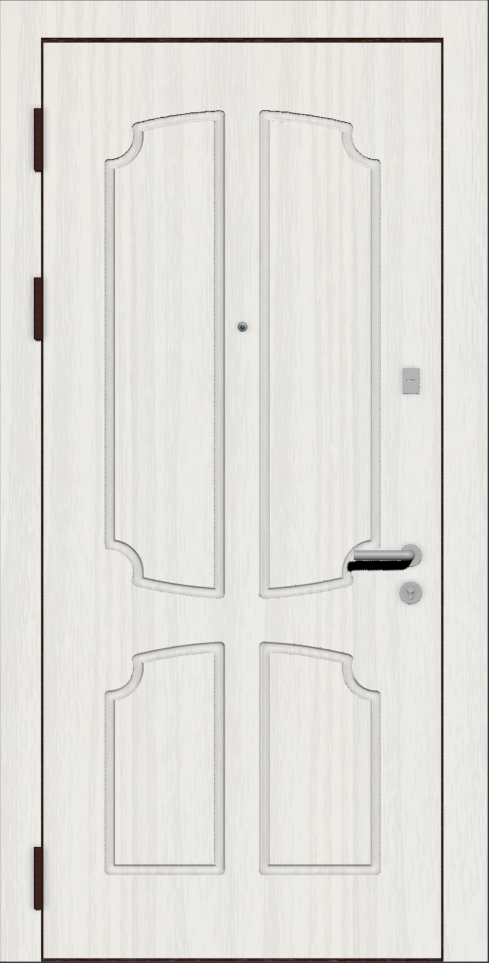Белая входная дверь с фрезеровкой Е5 ясень белый 