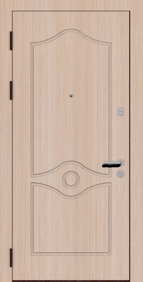 Популярная входная дверь с отделкой беленый дуб и рисунком фрезеровки F6