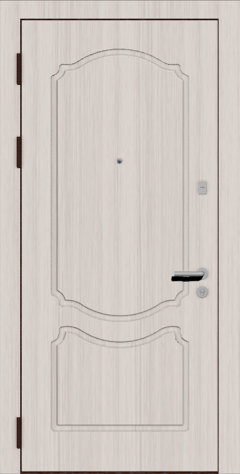 Недорогая металлическая белая дверь с отделкой G1 сандал белый