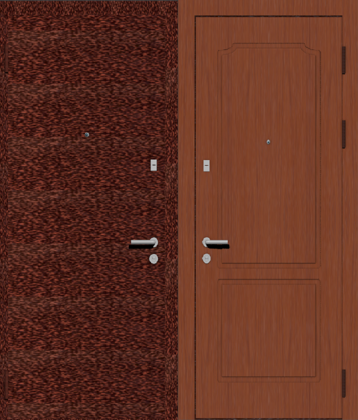 Стальная дверь с отделкой порошковым напылением медный антик и МДФ накладкой I вишня 9003
