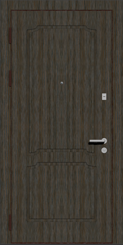 Входная дверь с отделкой цвета шоколадный дуб и стильным рисунком на МДФ панели I3