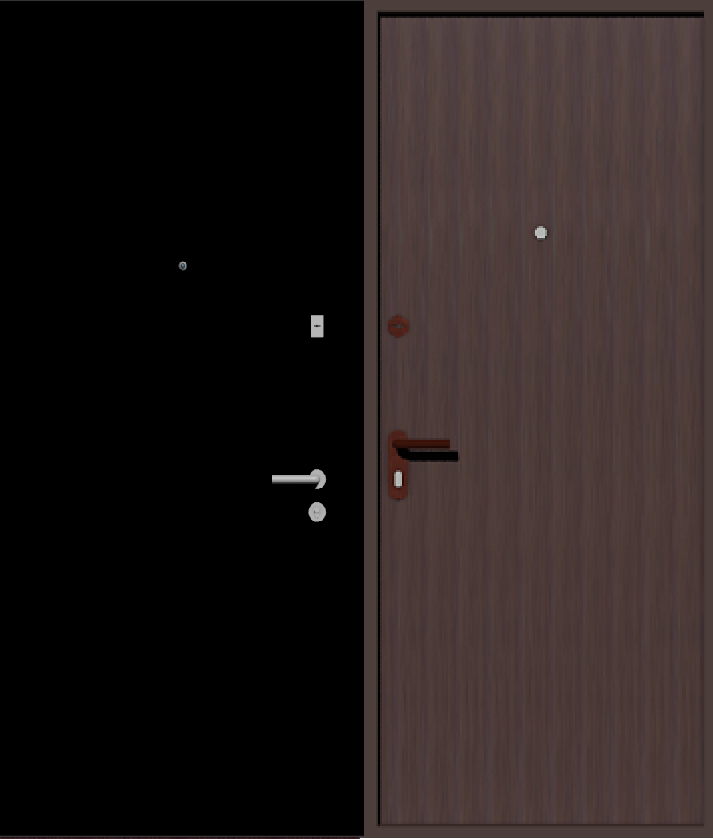 Дешевая входная дверь с отделкой порошковой краской РАЛ черный и винилискожа коричневая