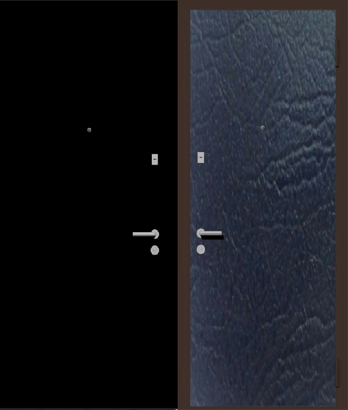 Дешевая входная дверь с отделкой порошковой краской РАЛ черный и винилискожа черная