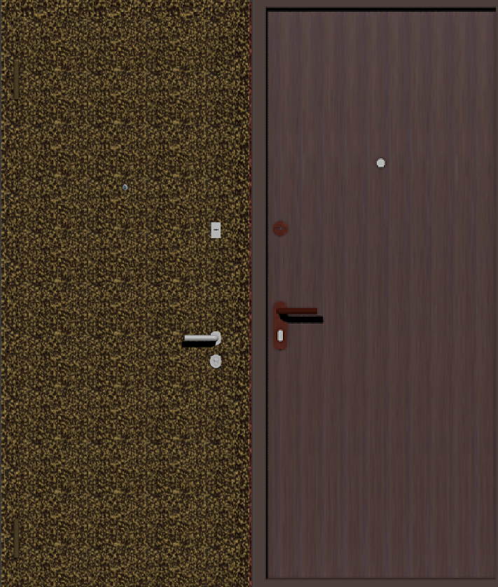 Дверь металлическая входная с отделкой порошковое напыление бронзовый антик и винилискожа коричневая