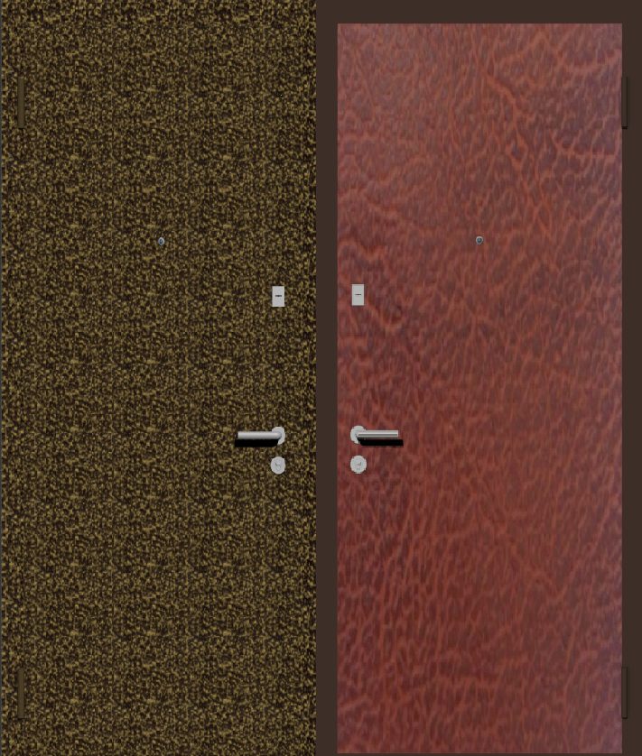 Дверь металлическая входная с отделкой порошковое напыление бронзовый антик и винилискожа табак