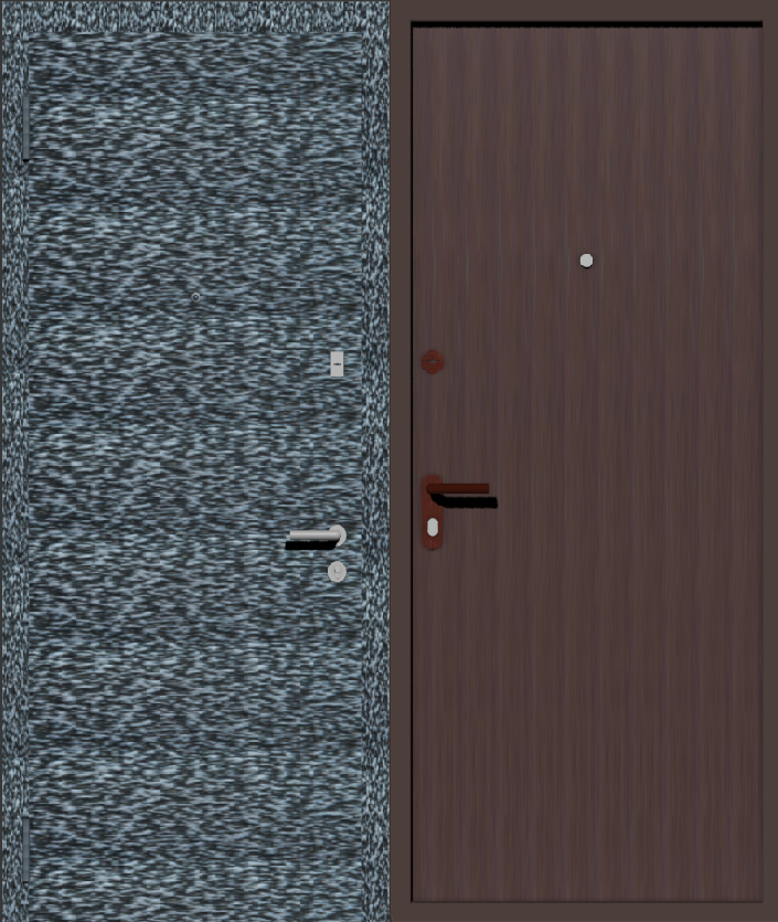 Дверь металлическая входная с отделкой порошковое напыление серебряный антик и винилискожа коричневая