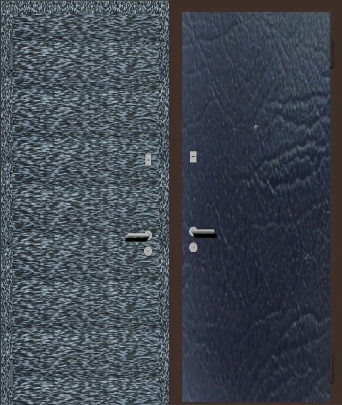 Дверь металлическая входная с отделкой порошковое напыление серебряный антик и винилискожа черная