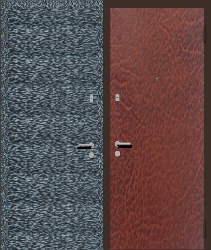 Дверь металлическая входная с отделкой порошковое напыление серебряный антик и винилискожа табак
