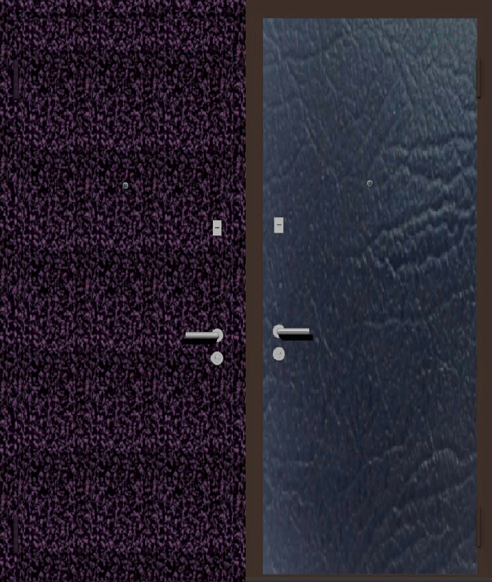 Дверь металлическая входная с отделкой порошковое напыление фиолетовый антик и винилискожа черная