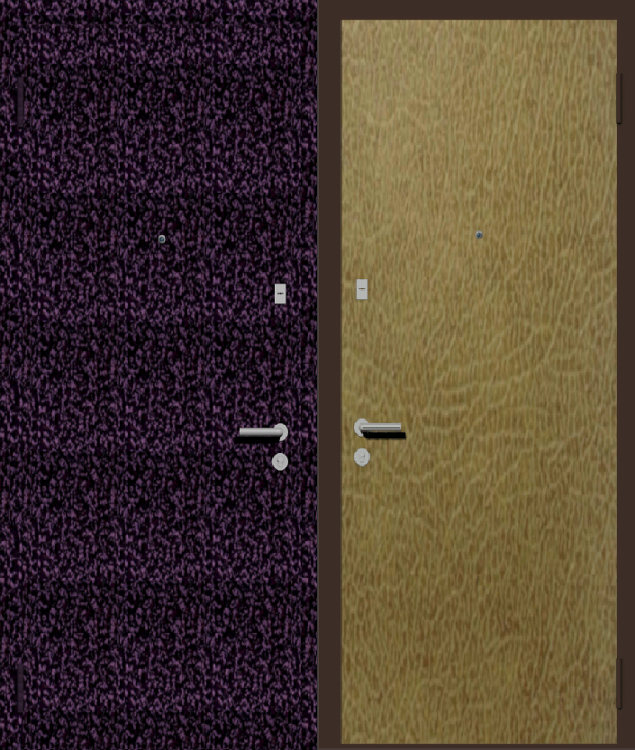 Дверь металлическая входная с отделкой порошковое напыление фиолетовый антик и винилискожа бежевая