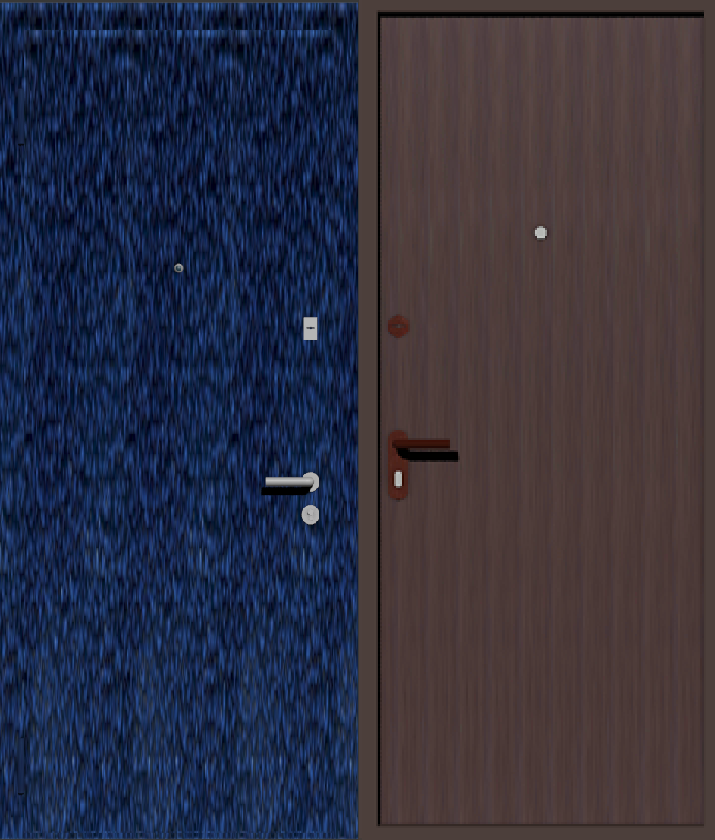 Дверь металлическая входная с отделкой порошковое напыление синий антик и винилискожа коричневая