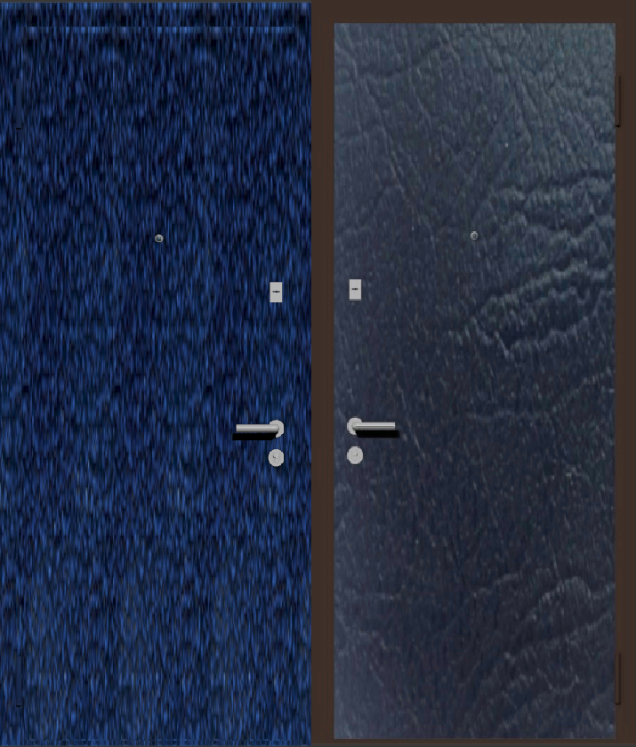 Дверь металлическая входная с отделкой порошковое напыление синий антик и винилискожа черная