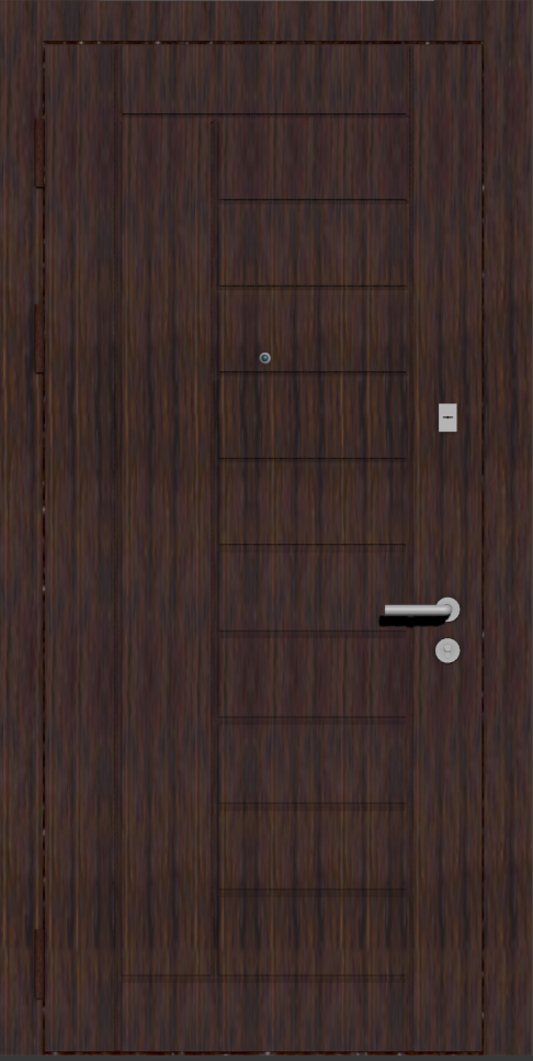 Металлическая дверь шпон венге и современной фрезеровкой