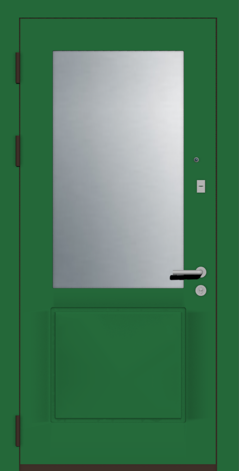 Входная дверь эмаль зеленая с зеркалом