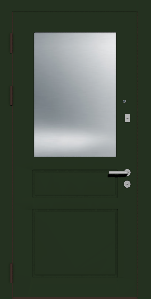 Стальная дверь эмаль темно-зеленая с зеркалом
