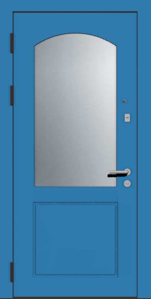 Входная дверь с зеркалом голубая