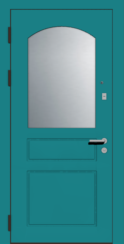 Металлическая дверь с зеркалом эмаль бирюза