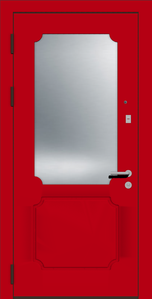 Входная дверь эмаль красная с зеркалом