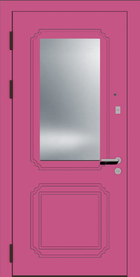 Розовая входная дверь с зеркалом
