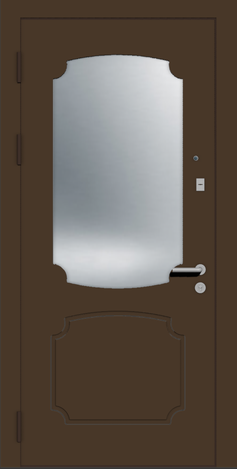 Металлическая дверь с зеркалом эмаль светло-коричневая