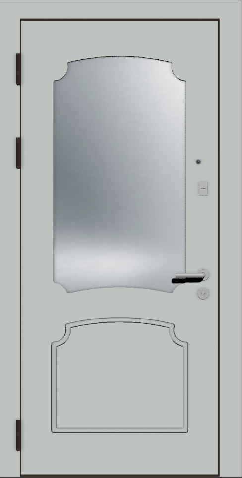 Серая стальная дверь РАЛ 7035 с зеркалом 