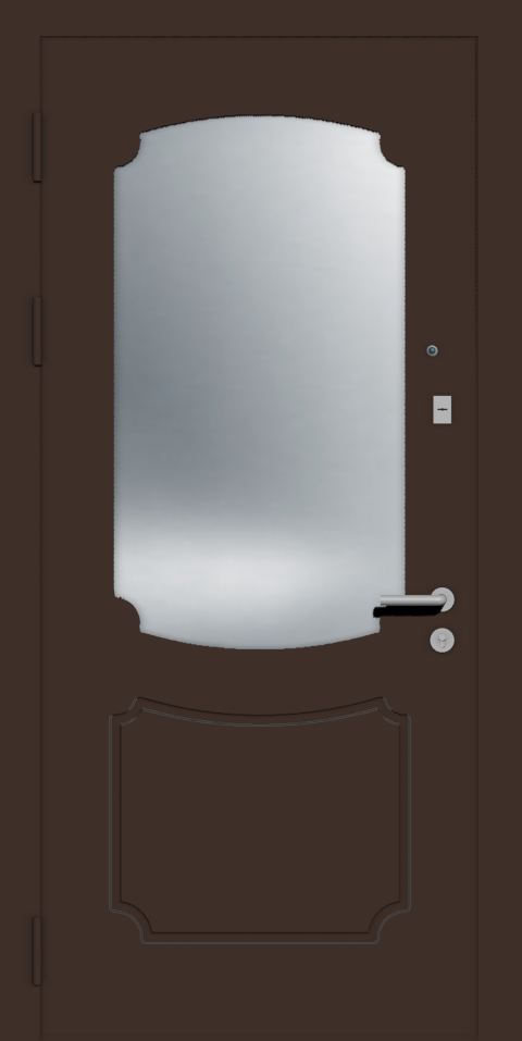 Шоколадная железная дверь с зеркалом