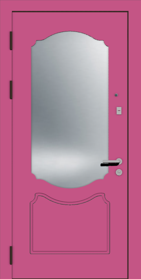 Розовая входная дверь с зеркалом