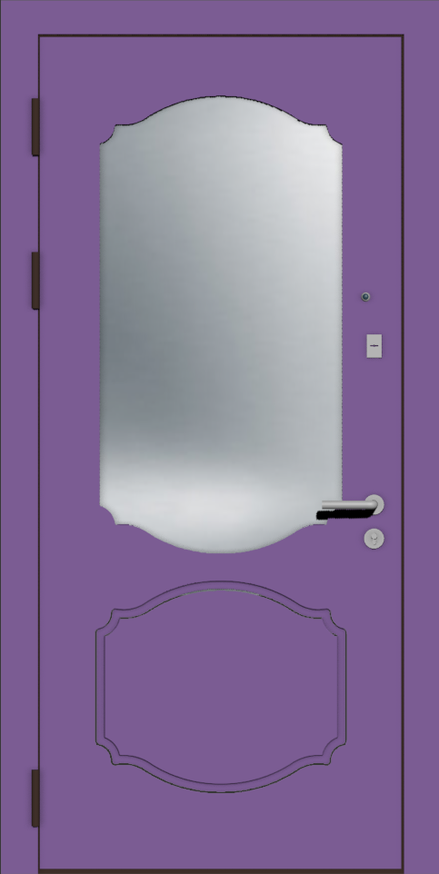 Фиолетовая входная дверь с зеркалом