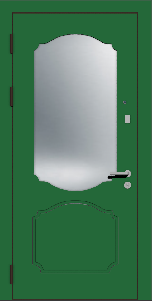 Входная дверь с зеркалом зеленая