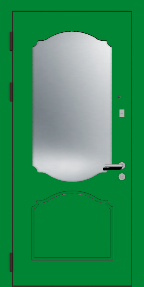 Салатовая входная дверь с зеркалом