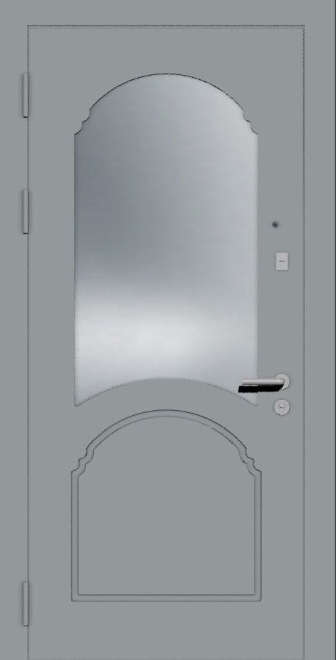 Входная дверь с зеркалом РАЛ серый