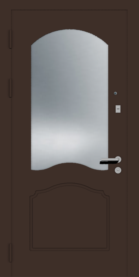 Коричневая металлическая входная дверь с зеркалом