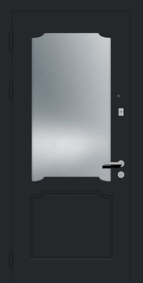 Черная металлическая входная дверь с зеркалом